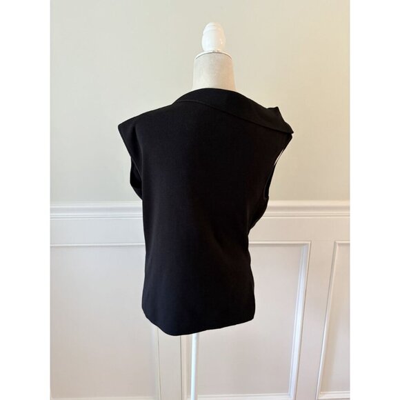 Reiss Miranda Drape Shoulder Top Black Stretch Knit L - Picture 8 of 11